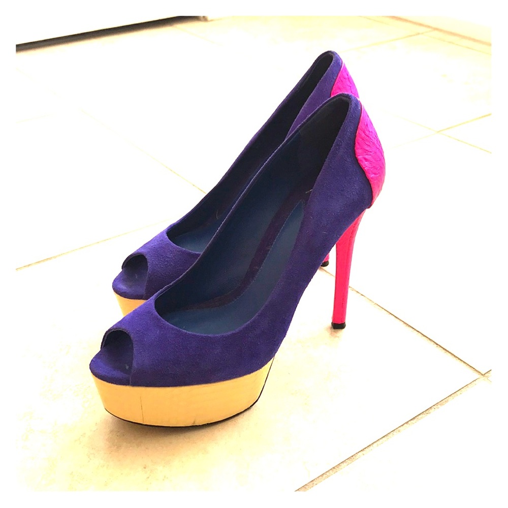 Brian Atwood Platform Peep Toe, Multicolored